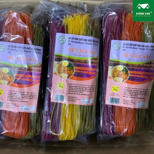 Bún gạo lứt ngũ sắc, đủ vị lá cẩm, bắp, gấc, chùm ngây, đậu biếc, đặc sản Cao Bằng, dễ chế biến, 100% organic