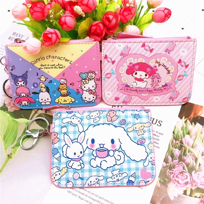 Ví Đựng Thẻ / Tiền Xu / Thẻ Đa Năng Có Móc Khóa Họa Tiết Hoạt Hình Winnie the Pooh Snoopy Dễ Thương