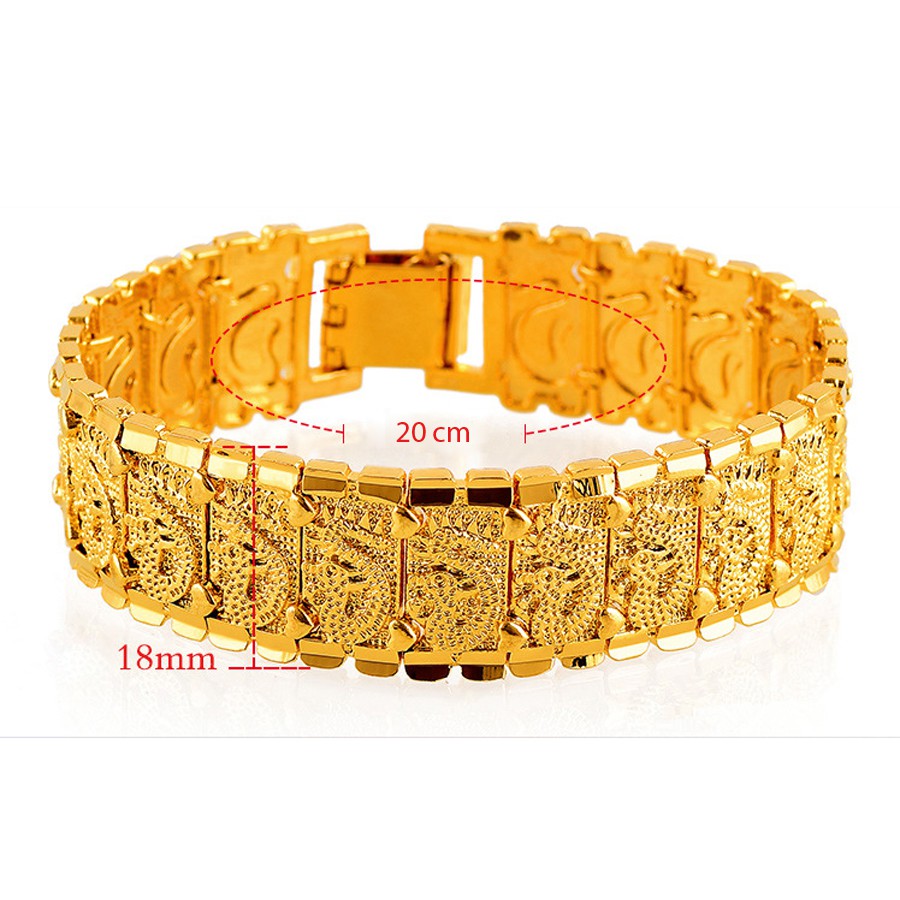 Lắc tay nam thời trang mạ 24k họa tiết Rồng nổi + Tặng kèm 01 nhẫn nam thời trang