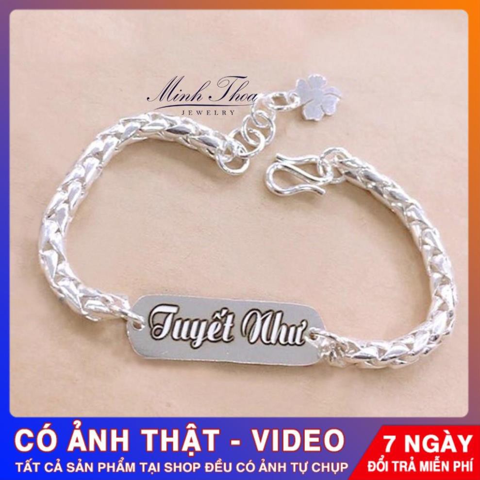 Lắc tay, vòng tay bạc trẻ em khắc tên, trang sức bạc bé trai bé gái sáng đẹp Tuấn Thoan JEWELRY- M1