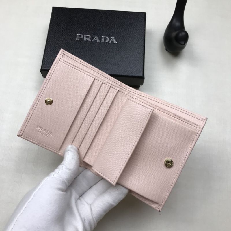 ví cầm tay nữ da thật dáng mini gập đôi nhỏ gọn Prada