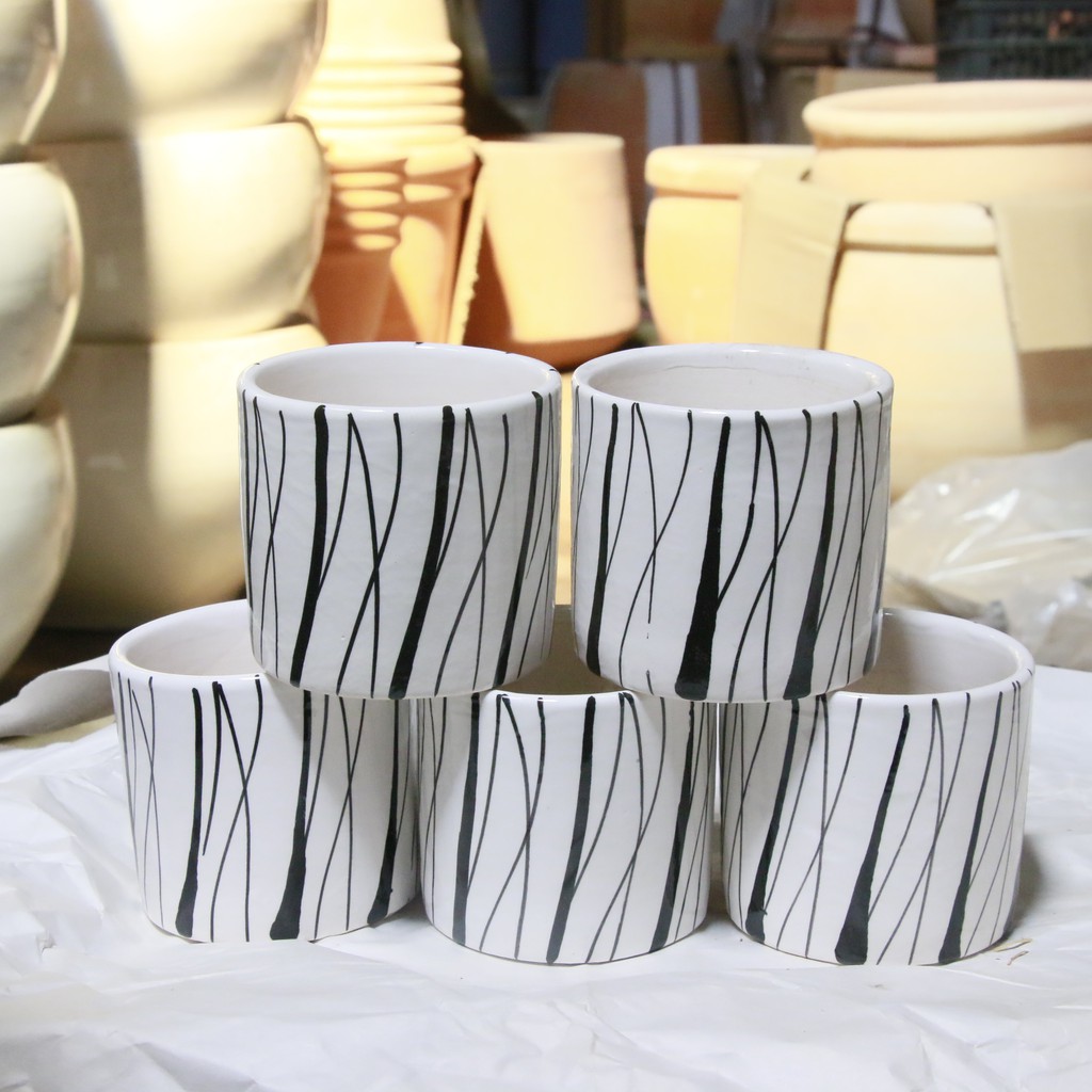 Chậu gốm trụ tròn nhỏ 8*8cm