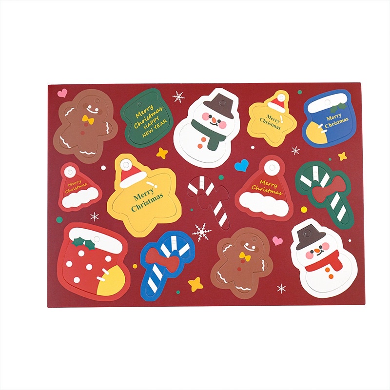 Set 14 tag gắn túi bánh, hộp bánh trang trí cây thông chủ đề Xmas, Noel