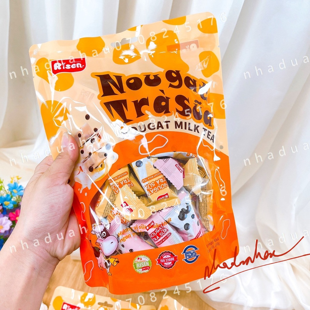 Kẹo nougat vị trà sữa/ nougat milktea Risen Mỹ gói lớn 350gam