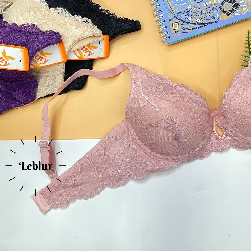 Áo ngực ren quả nhỏ cúp A, áo lót Thái Lan có gọng, nội y mút mỏng Anny 2389, Leblur