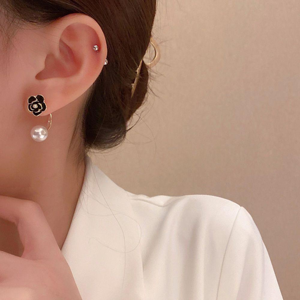 QQMALL Bông Tai Hình Hoa Trà Ngọt Ngào Thời Trang Hàn Quốc
