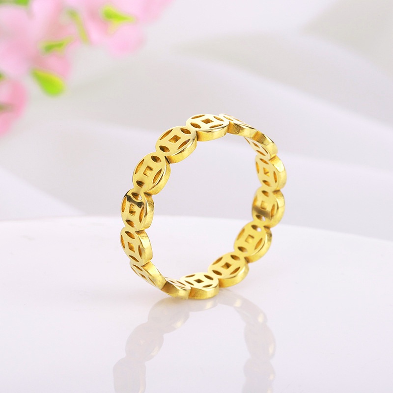 Nhẫn Đồng Xu May Mắn Chất Liệu Thép Không Gỉ