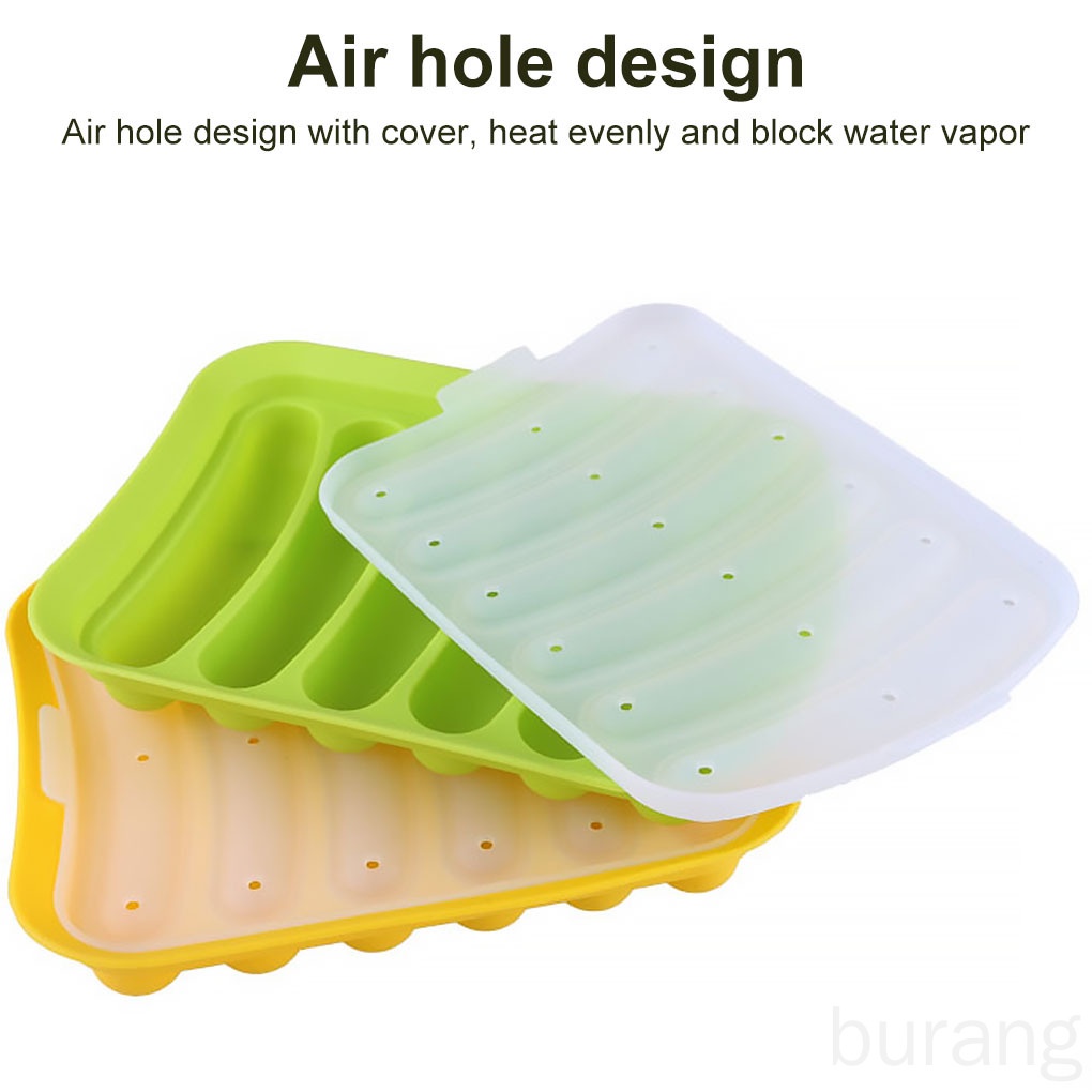 Khuôn silicon làm xúc xích chống dính chia 6 ngăn đảm bảo an toàn tiện dụng