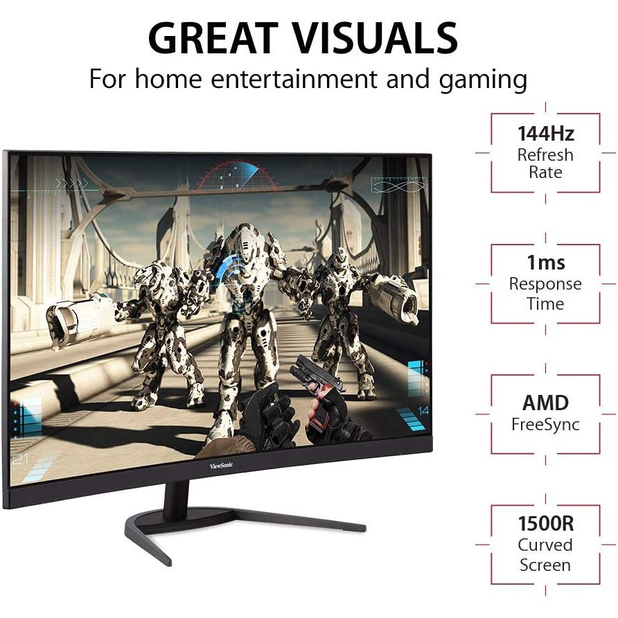 Màn hình cong gaming ViewSonic VX3268-2KPC-MHD 32" VA QHD 144Hz 1ms Freesync HDMI/DP (Đen) | BigBuy360 - bigbuy360.vn