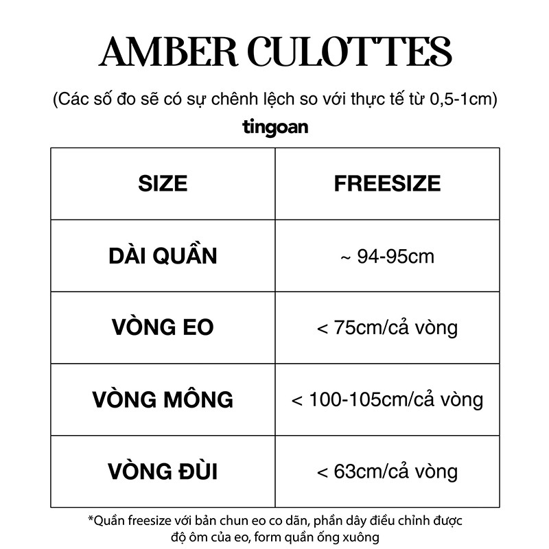 Quần ống xuông chống nhăn chun co dãn trắng tingoan AMBER CULOTTES /WH | BigBuy360 - bigbuy360.vn