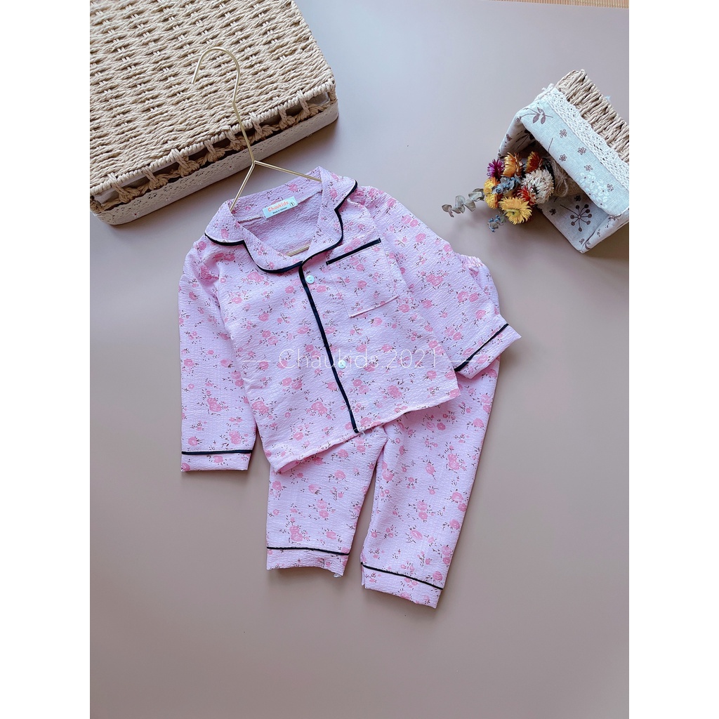 Pijama hoa nhí tí xốp nhăn bé gái