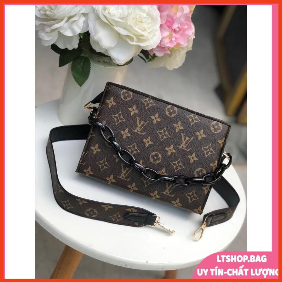 Túi Xách Nữ Túi Đeo Chéo Clutch Phối Dây Xích Đen To