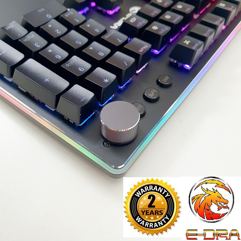 Bàn Phím Cơ Gaming EDRA EK308 RGB PLUS | Bàn Phím Có Dây Quang Cơ Viền Led | Bàn Phím Chống Nước Có Kê Tay | Có Núm