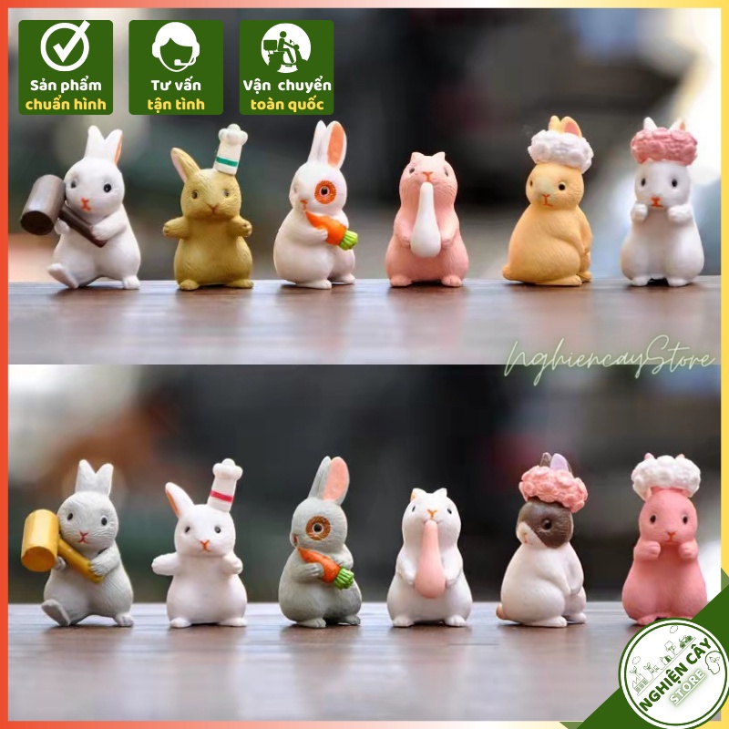 Phụ kiện Thỏ nhiều dáng trang trí tiểu cảnh, cây cảnh, sen đá (đơn)