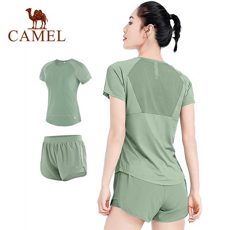 Bộ đồ thể thao ngắn CAMEL cho nữ tập gym/yoga