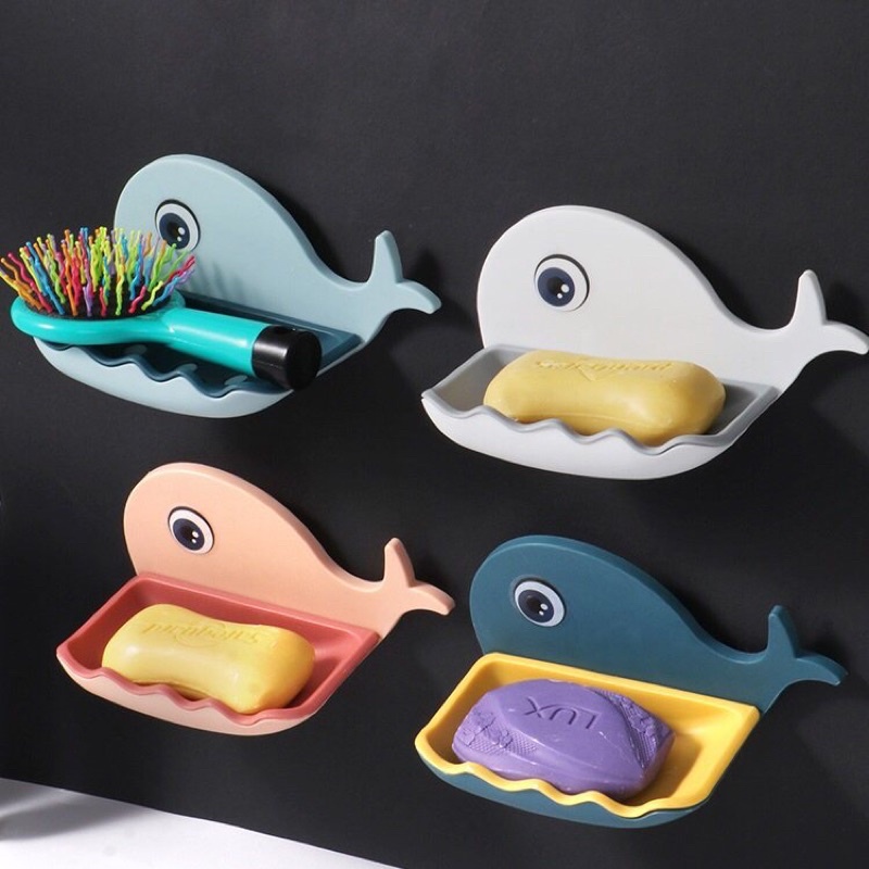 Khay đựng xà phòng dính tường hình cá heo cute