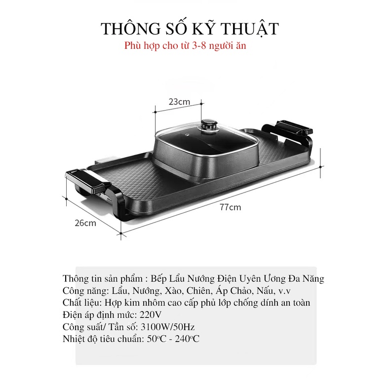 [Ảnh Thật 100%] Bếp Nướng Điện Uyên Ương - Vỉ Nướng Điện Dành Cho 6-8 Người Ăn Hàng Mới 2022 Bảo Hành Đầy Đủ