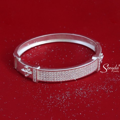 Vòng tay bạc Senyda bản 4 dãy hột size 50-52mm VT057