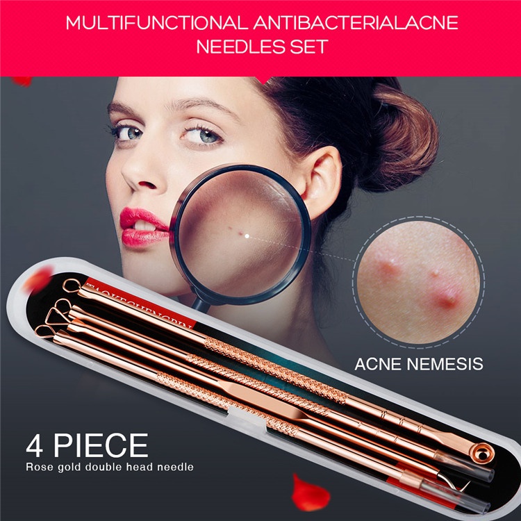 Bộ 4 dụng cụ nặn mụn đầu đen bằng thép không gỉ
