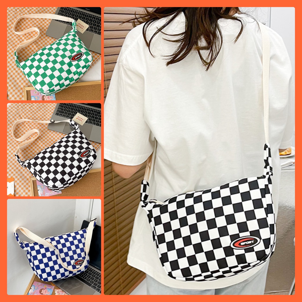 Túi đeo chéo nam nữ ulzzang Caro bán nguyệt lớn vải chống nước thời trang teen hottrend