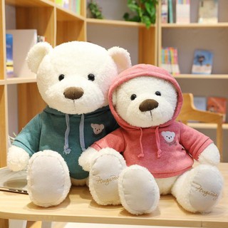 Gấu bông teddy mặc áo thể thao có mũ kích thước 65cm