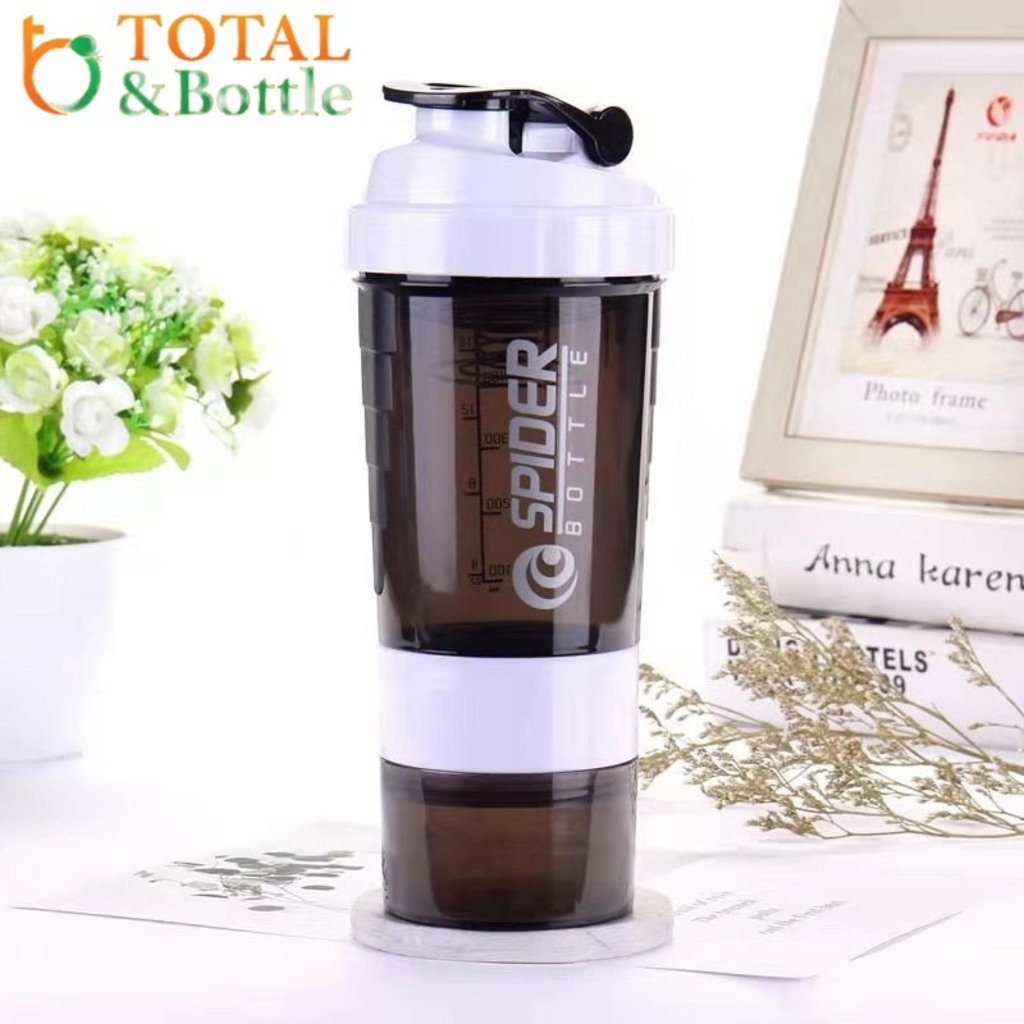 Bình nước thể thao tập gym SPIDER BOTTLE bình lắc Shaker Whey 500ml - Total Bottle
