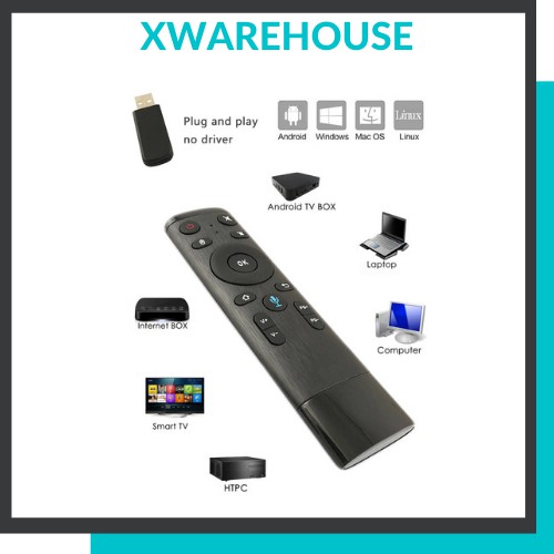 Remote smart tivi Q5 có tìm kiếm giọng nói, chuột bay không dây chuyên dụng cho Tivi/Laptop