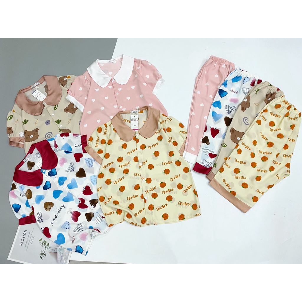 Đồ Ngủ Pijama Lụa Mango Tay Phồng  Siêu Xinh,Lửng Mềm Mịn, Độc Lạ Khó Tìm, Sanh Chảnh Hàn Quốc