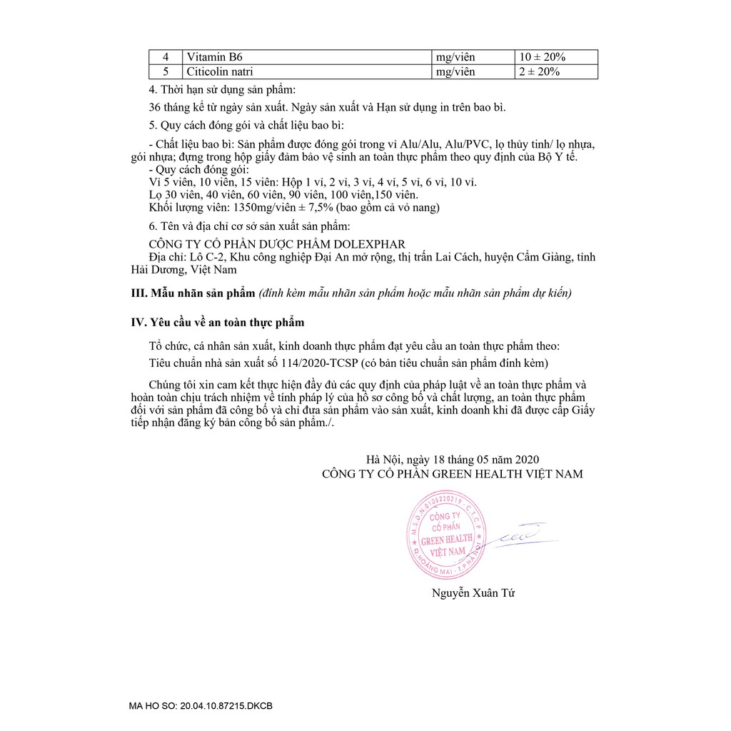 BỔ THẦN KINH GREEN HEALTH - 30 VIÊN/HỘP