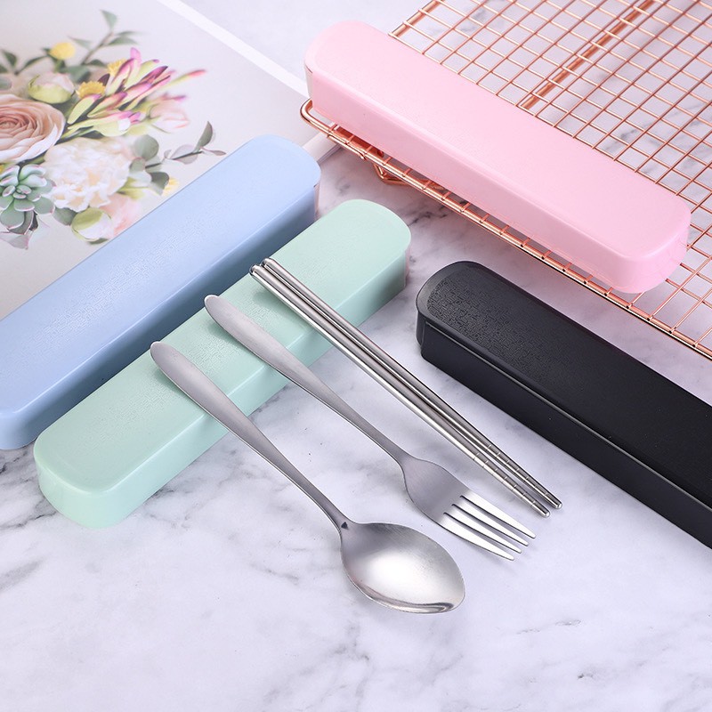 Bộ đũa thìa dĩa INOX kèm hộp đựng tiện lợi sang trọng cho du lich, văn phòng