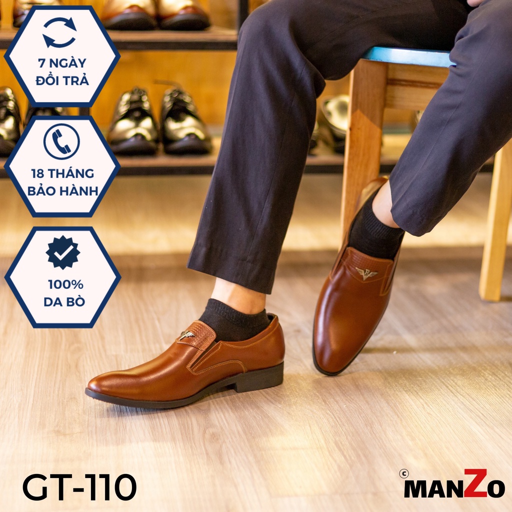 Giày tây nam tăng chiều cao 4cm - giày cao cấp công sở da bò - bảo hành 12 tháng tại MANZO store - GT110