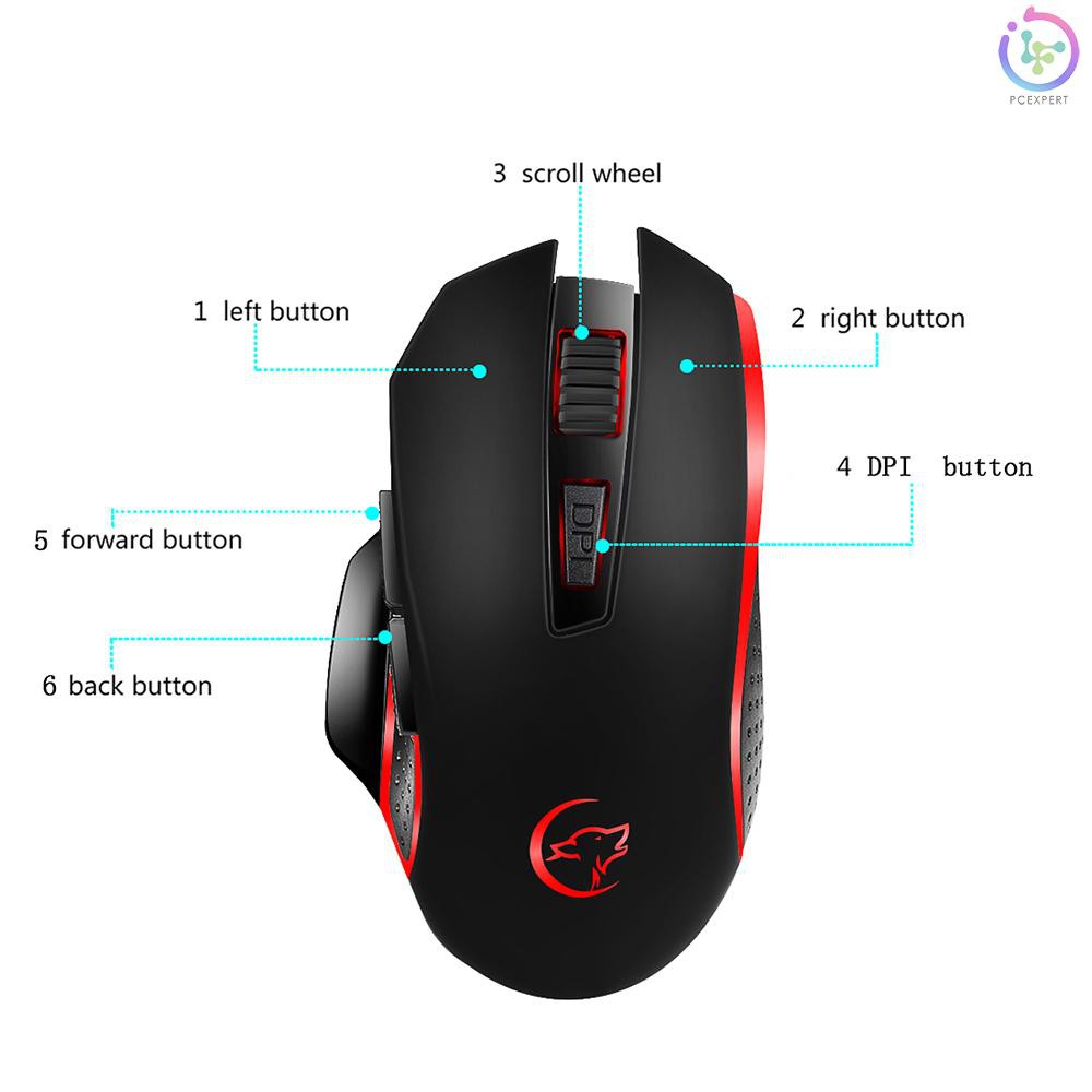 PCER♦G821 Gaming Mouse Rechargeable Wireless Mouse Adjustable 2400DPI Optical Computer Mouse 2.4Hz M