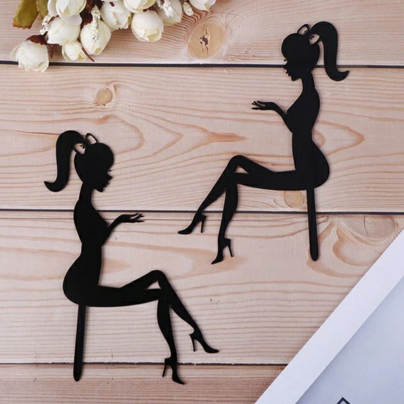 10 Que cắm mica cô dâu trang trí bánh kem, toppercake