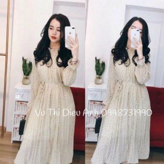 váy chấm bi dáng suông ( bán màu đen )