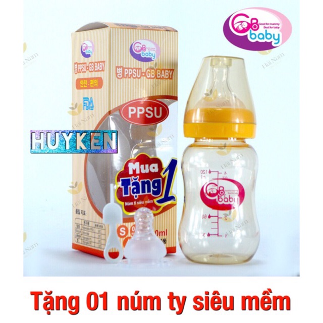 Bình sữa PPSU GB Baby Hàn Quốc 80ml, 120ml, 160ml, 270ml, 280ml cho bé