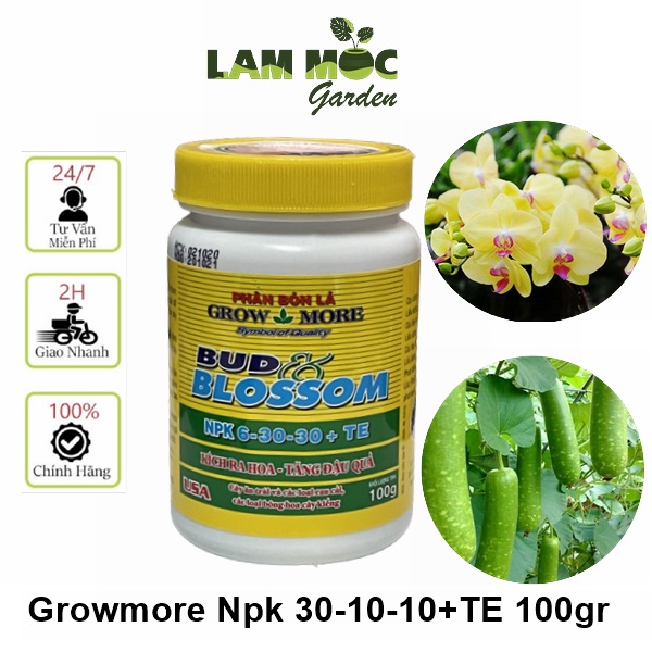 Phân Bón Lá Growmore - Kích ra hoa, đậu trái - NPK 6-30-30 hủ 100gr