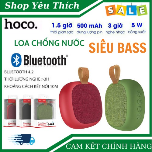 Loa Bluetooth Hoco BS31 Thiết Kế Bắt Mắt - Nhỏ Gọn - Công Suất Mạnh Mẽ - Chất Âm Hoàn Hảo - Pin 500mAh