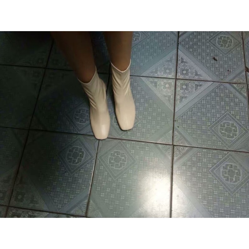 Boot da nữ cổ thấp mũi vuông kéo khoá sau/ boot da mềm Quảng Châu cao 5 phân [Ảnh thật5-9] | BigBuy360 - bigbuy360.vn