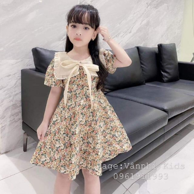 Váy hoa nhí thô lụa cho bé