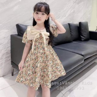 Váy hoa nhí thô lụa cho bé