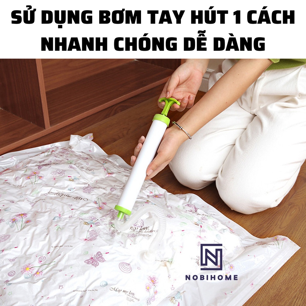 Túi Hút Chân Không Đựng Quần Áo Chăn Gối Nobihome Combo 8 Túi Tặng Kèm Bơm Tay,túi chân không đựng quần áo