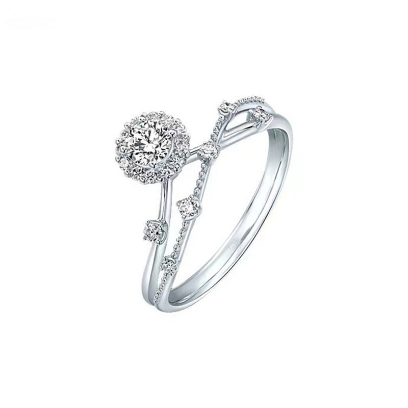 Nhẫn Cưới Bạc Đính Đá Kim Cương Moissanite Cho Nữ