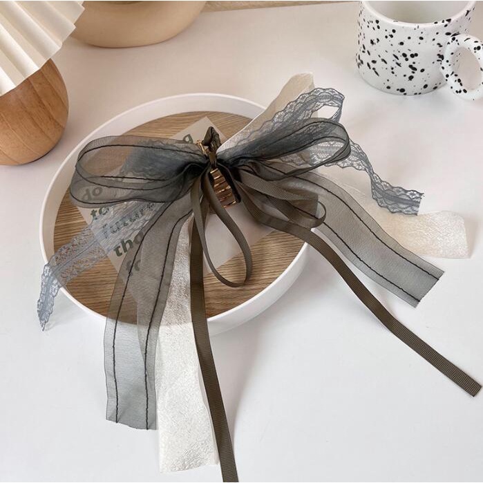 Kẹp Tóc Hình Nơ Bằng Ruy Băng Chất Lượng Cao Cho Nữ