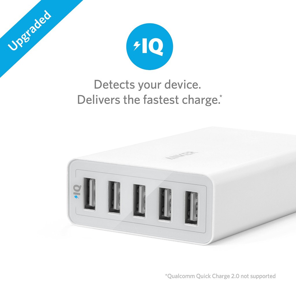 Sạc Anker 5 cổng công nghệ powerlQ - cao cấp Hàng Chính Hãng