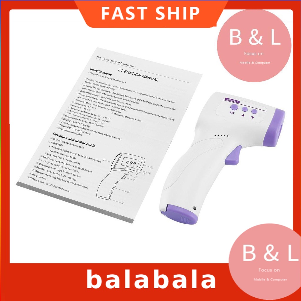 [Hàng mới về] Nhiệt kế hồng ngoại cầm tay không tiếp xúc với ba màu đèn nền tiện dụng