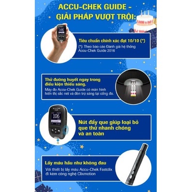 Máy đo đường huyết Accu Chek Guide mg/dl &amp; Bút lấy máu Fastclix (Kèm 1 trụ 6 kim)