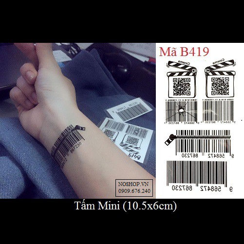 Xăm dán Tattoo mã vạch B419