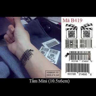 Xăm dán Tattoo mã vạch B419