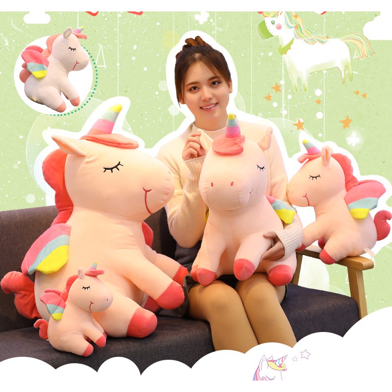 GẤU BÔNG NGỰA MỘT SỪNG UNICORN NGỒI (25CM--->40CM)