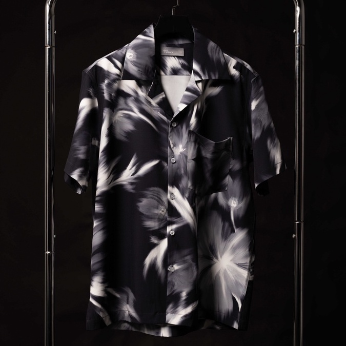 Áo sơmi ngắn tay cổ cuban dáng relax-fit họa tiết 2 màu 21ST URBAN Motion Fleur